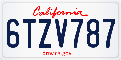 CA license plate 6TZV787