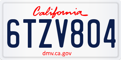 CA license plate 6TZV804