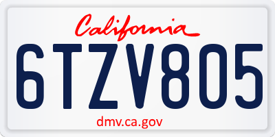 CA license plate 6TZV805