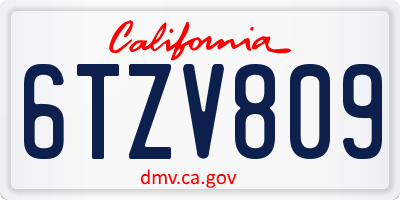CA license plate 6TZV809