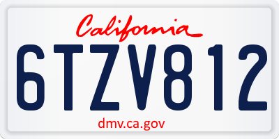 CA license plate 6TZV812