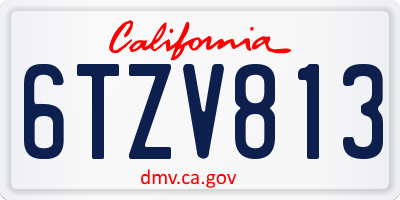 CA license plate 6TZV813