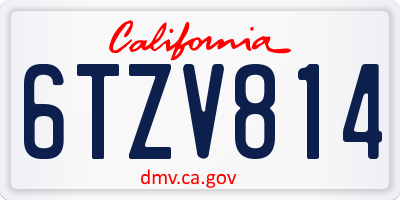 CA license plate 6TZV814