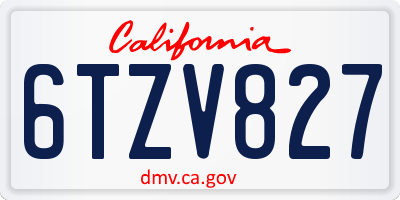 CA license plate 6TZV827