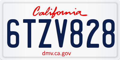 CA license plate 6TZV828