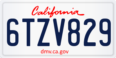 CA license plate 6TZV829