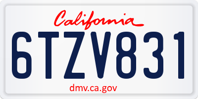 CA license plate 6TZV831