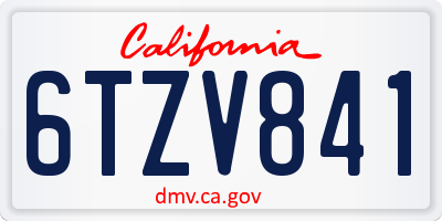 CA license plate 6TZV841