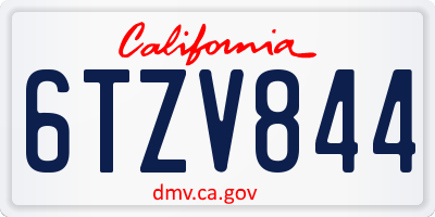 CA license plate 6TZV844