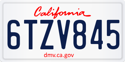 CA license plate 6TZV845