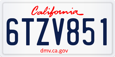 CA license plate 6TZV851