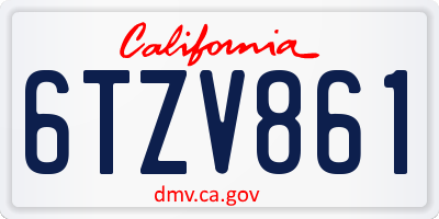 CA license plate 6TZV861