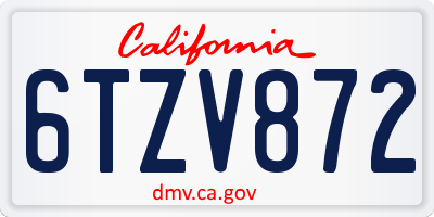 CA license plate 6TZV872