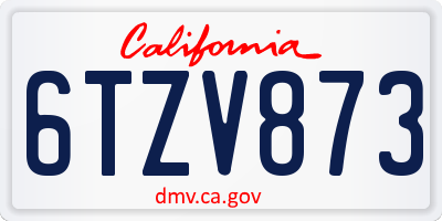 CA license plate 6TZV873