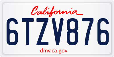 CA license plate 6TZV876