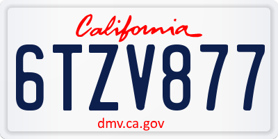 CA license plate 6TZV877