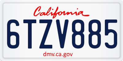 CA license plate 6TZV885
