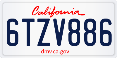 CA license plate 6TZV886