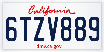 CA license plate 6TZV889