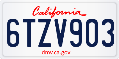 CA license plate 6TZV903
