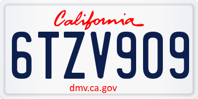 CA license plate 6TZV909