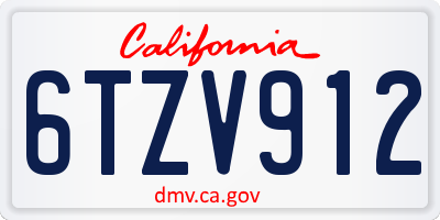 CA license plate 6TZV912