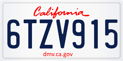 CA license plate 6TZV915