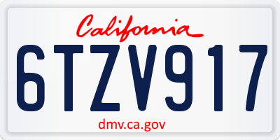 CA license plate 6TZV917