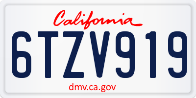 CA license plate 6TZV919