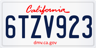 CA license plate 6TZV923