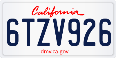 CA license plate 6TZV926