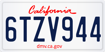 CA license plate 6TZV944