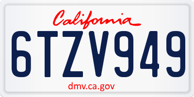 CA license plate 6TZV949