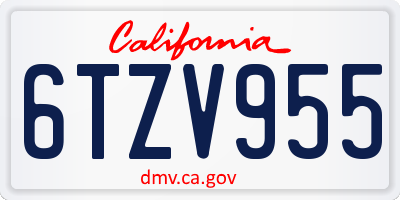 CA license plate 6TZV955