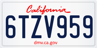 CA license plate 6TZV959