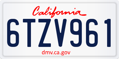 CA license plate 6TZV961