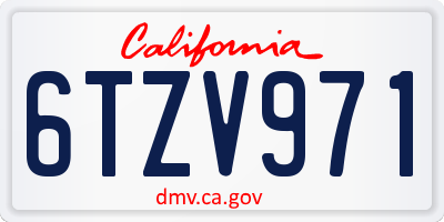 CA license plate 6TZV971