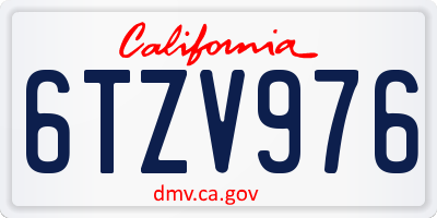 CA license plate 6TZV976