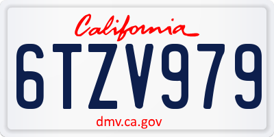 CA license plate 6TZV979