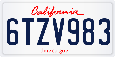 CA license plate 6TZV983