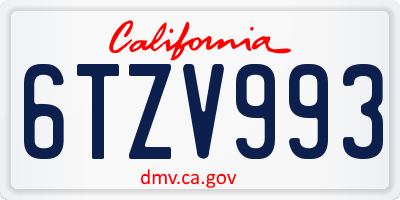 CA license plate 6TZV993