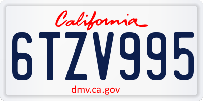 CA license plate 6TZV995