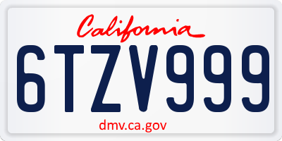 CA license plate 6TZV999