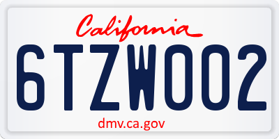 CA license plate 6TZW002