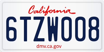 CA license plate 6TZW008