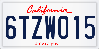 CA license plate 6TZW015