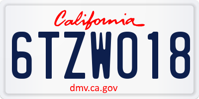CA license plate 6TZW018