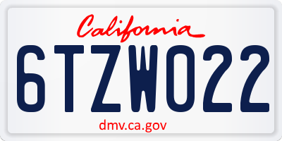 CA license plate 6TZW022