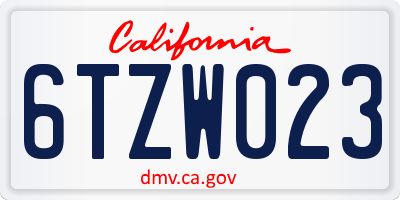 CA license plate 6TZW023