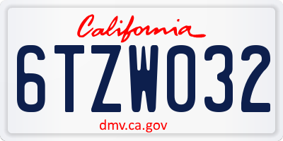 CA license plate 6TZW032